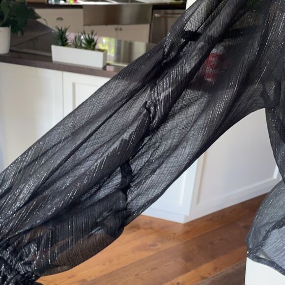 All Saints Hattie  Black blouse top xs sheer - Picture 9 of 10